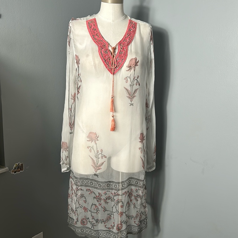 Ruby’s Sheer Beaded Tasseled Cover up size M